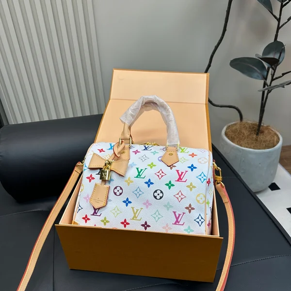 LV Speedy村上隆ボストンバッグ,軽量調節可能ショルダー,レトロ＆スタイリッシュ枕型バッグ
