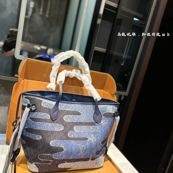 LV ルイ・ヴィトン デニム ショッピングバッグ クラシックデザイン 32×28cm