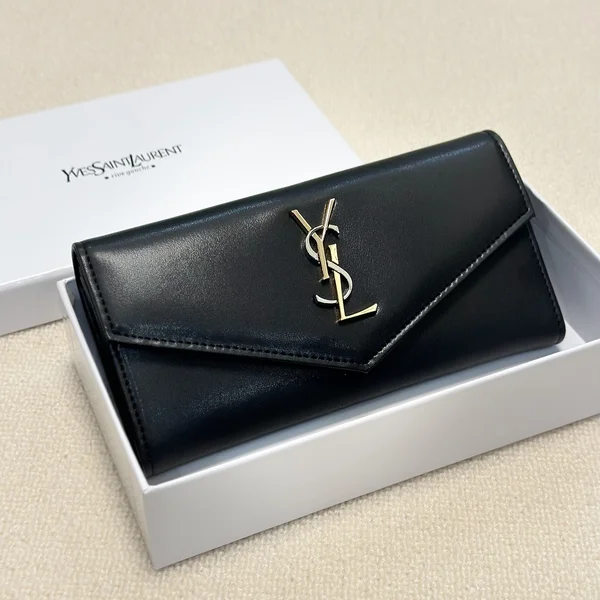 YSL イヴ・サンローラン ロングウォレット インポートカーフスキン レディース 19×10cm